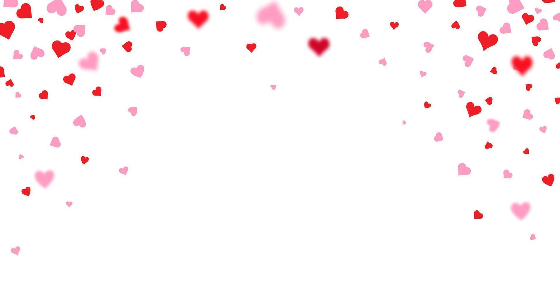 Red and pink flying hearts isolated on transparent background. Confetti decoration for Valentines day. vector