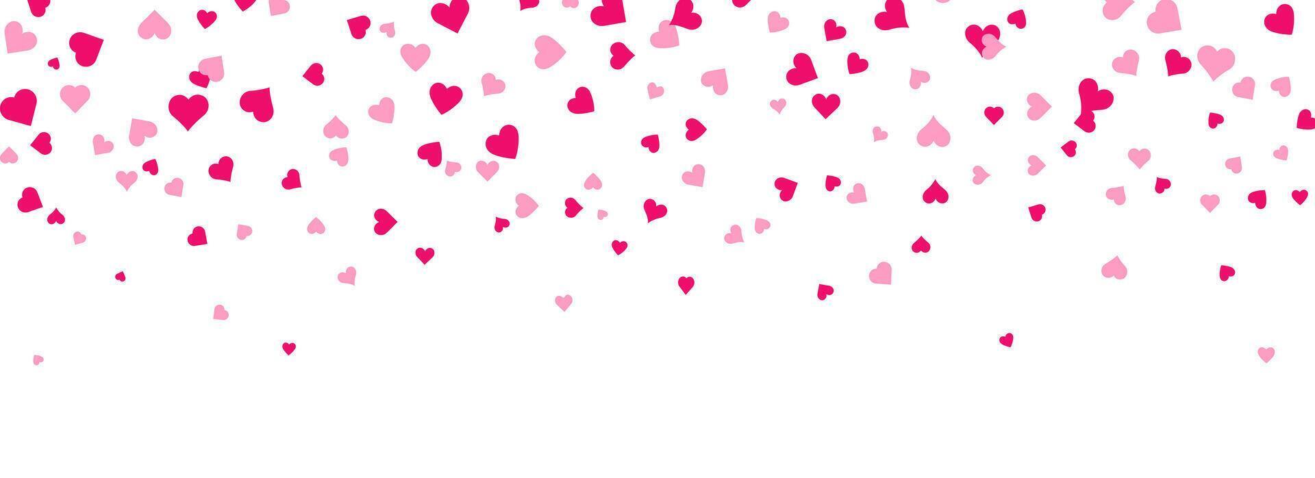 Pink Heart Confetti on White Background. Valentine's Day Heart Confetti Illustration vector