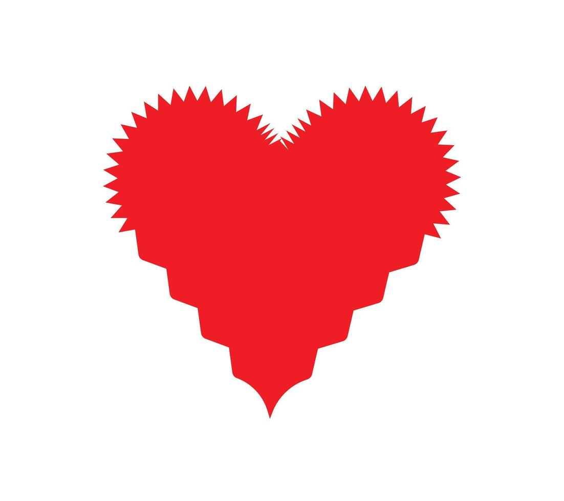 Red Heart with Unique Spiky Design. Innovative Red Heart Design for Love Themes. Sharp-Edged Heart. vector