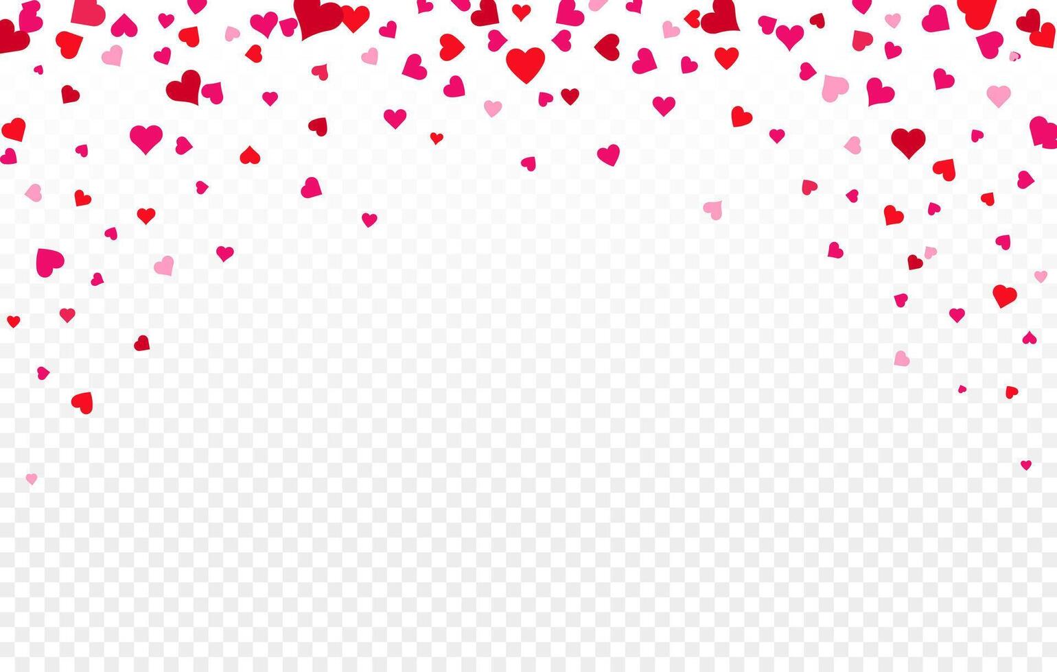 Red Hearts confetti falling. Heart confetti falling on background. Valentines Day background. vector