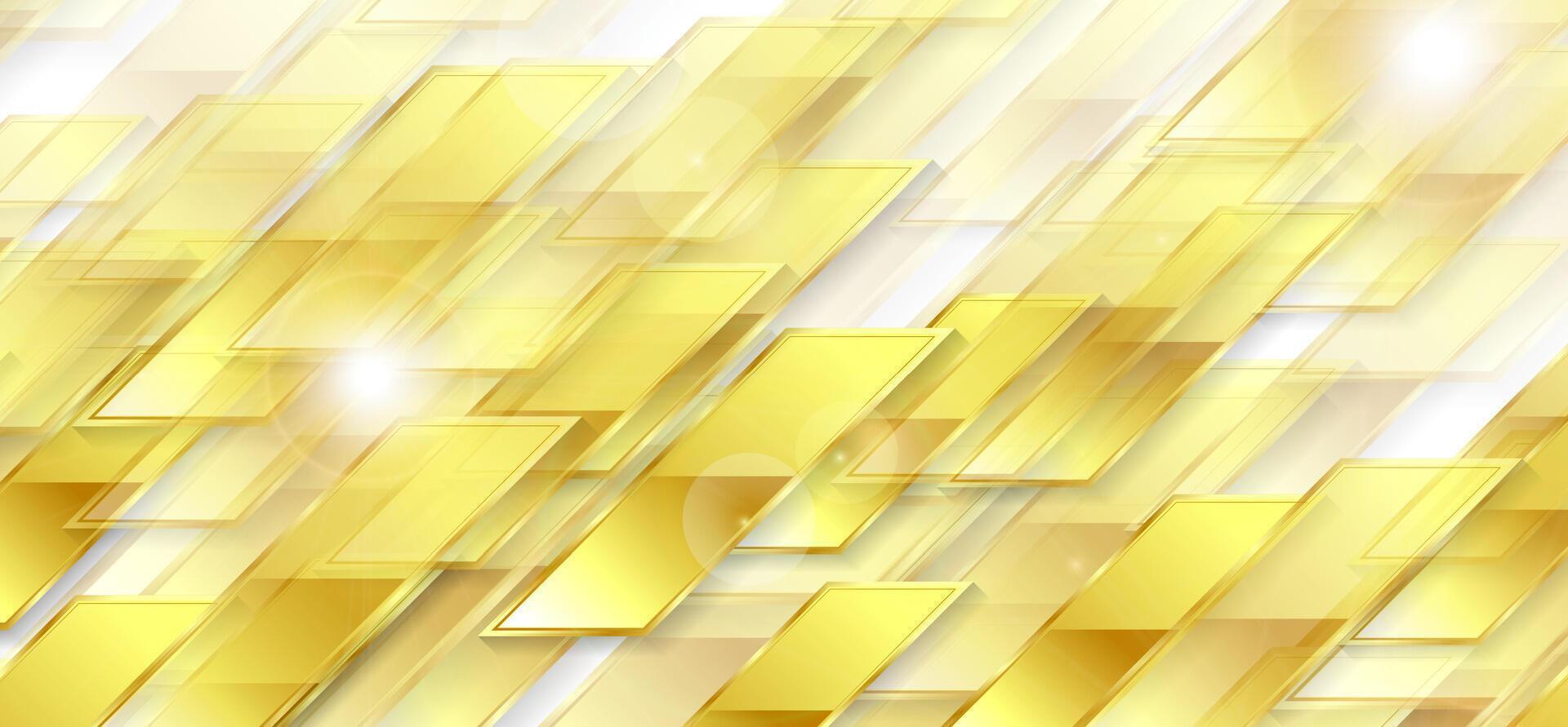 Bright shiny golden retro geometric tech background vector
