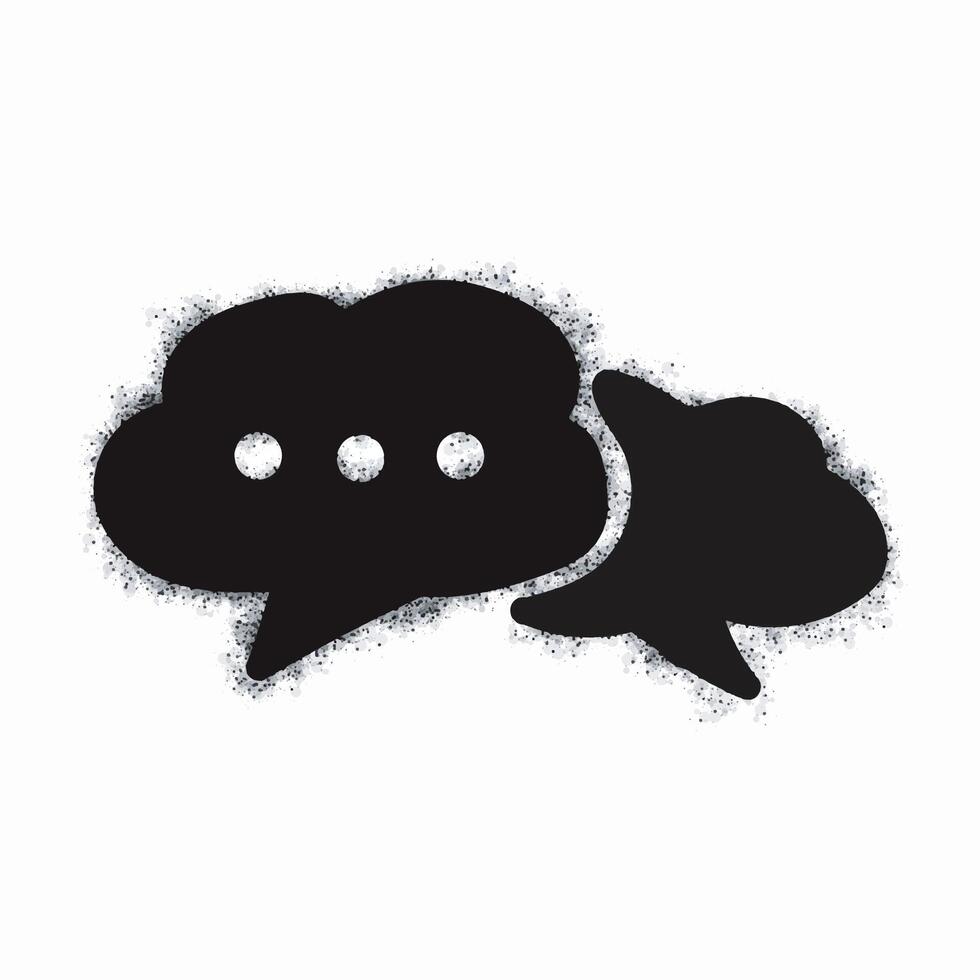 Spray bubble chat icon isolated on white background Oversprayed chat bubble graffiti icon in black on white vector