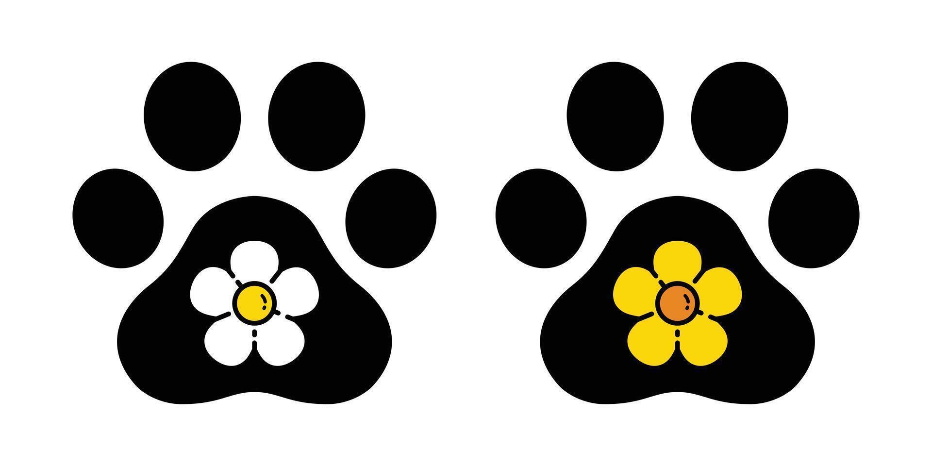 dog paw footprint flower daisy icon logo french bulldog doodle cartoon symbol character illustration design clip art vector