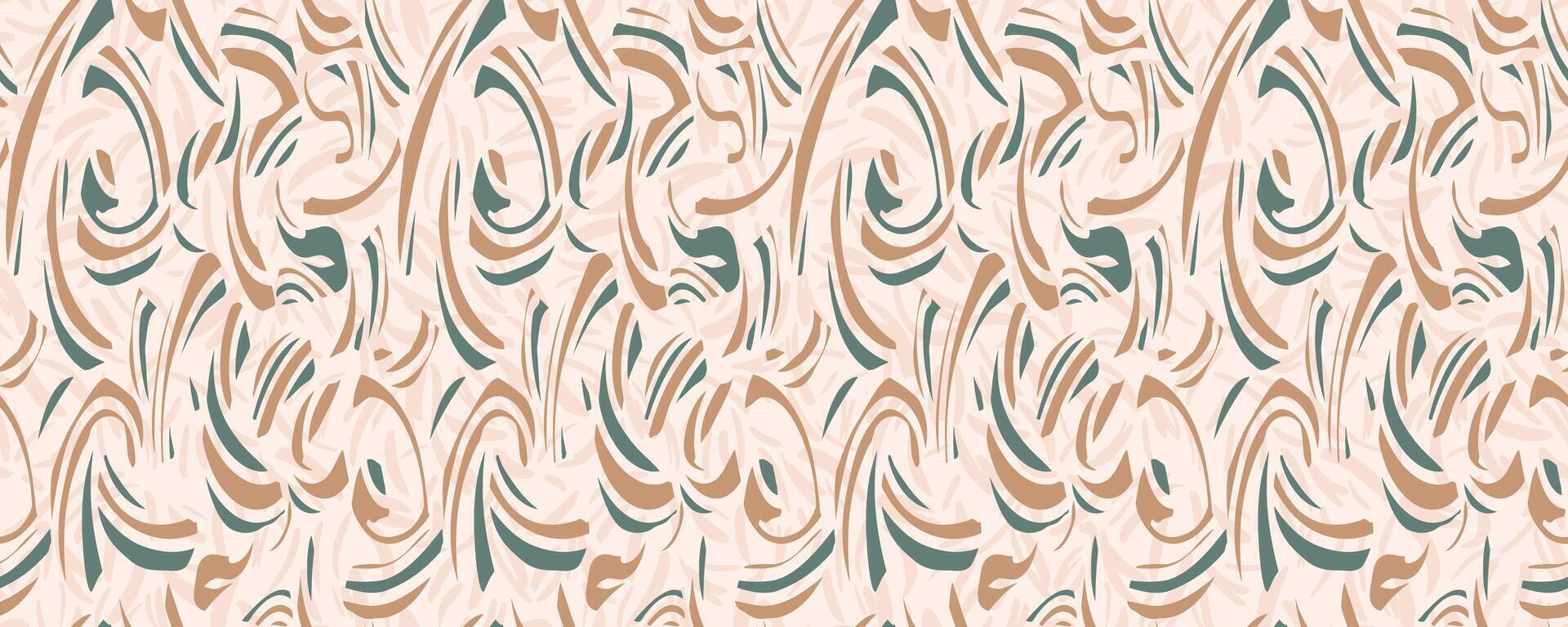 Abstract organic shapes seamless pattern. hand drawn dynamic curved and wavy lines. Contemporary print. Simple geometric ornament on a beige background vector