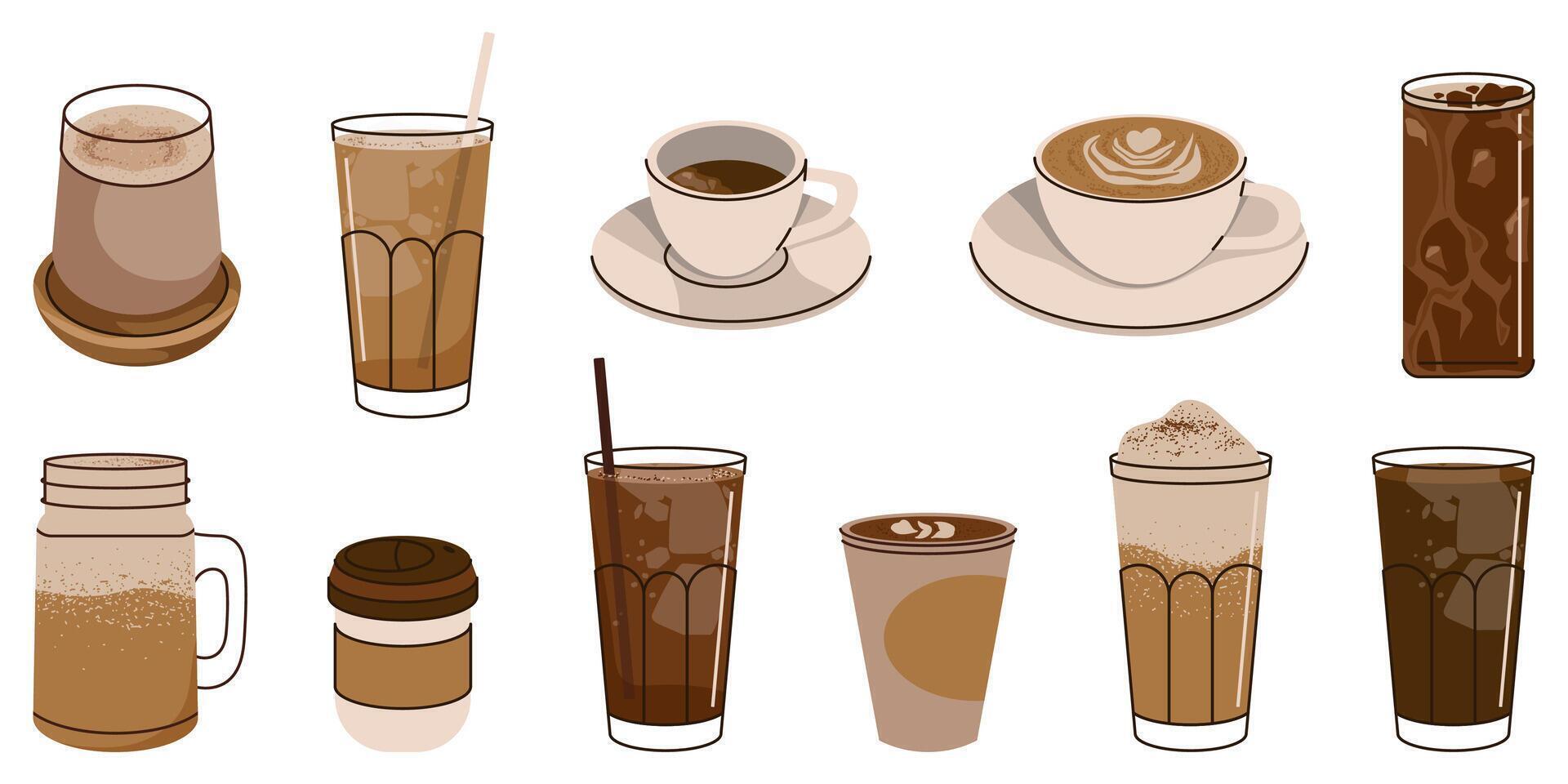 Set of Hot and Cold Coffee vector