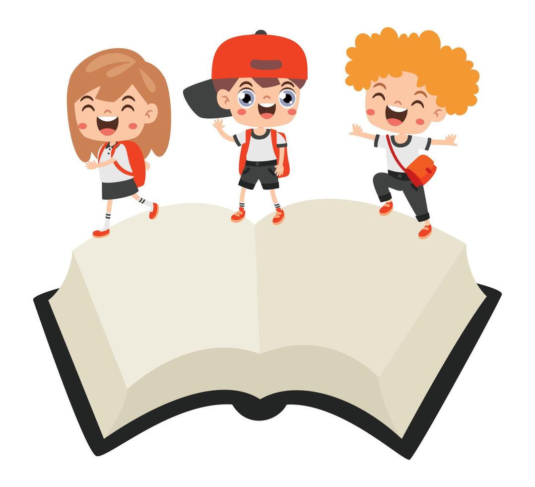 Illustration Of Kids On Book vector