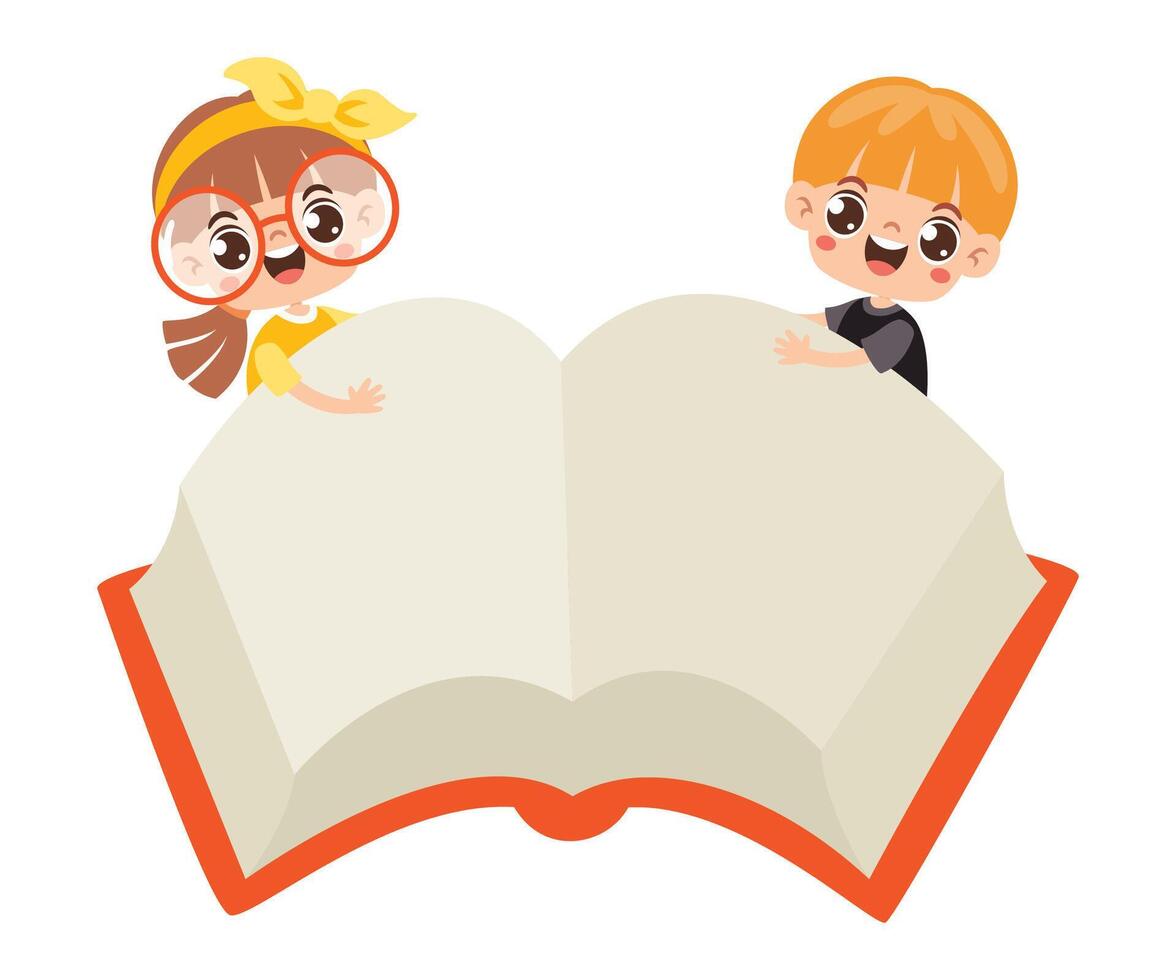 Illustration Of Kids On Book vector