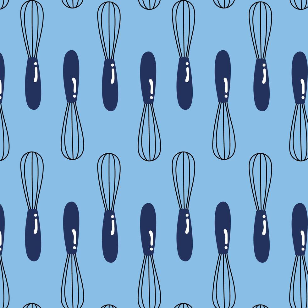 Seamless pattern of whisks in a minimalist, hand drawn style.The design is perfect for decorations, backgrounds, textures, packages, wrapping paper. vector