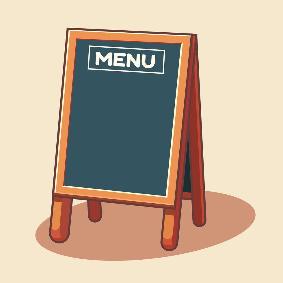 Menu board outside a restaurant or cafe icon Cartoon Icon Illustration. sign Icon Concept Isolated Premium . Flat Cartoon Style. vector