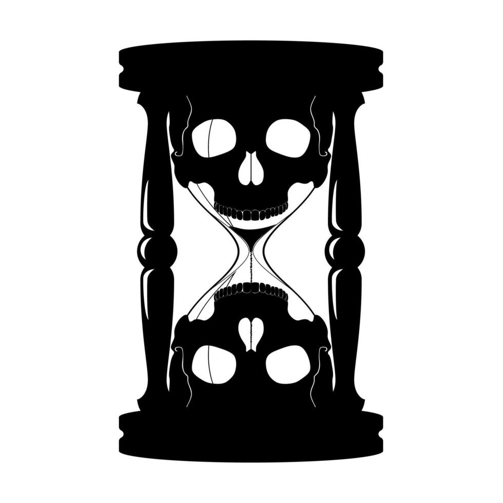silhouette sand glass with skulls death concept illustration vector