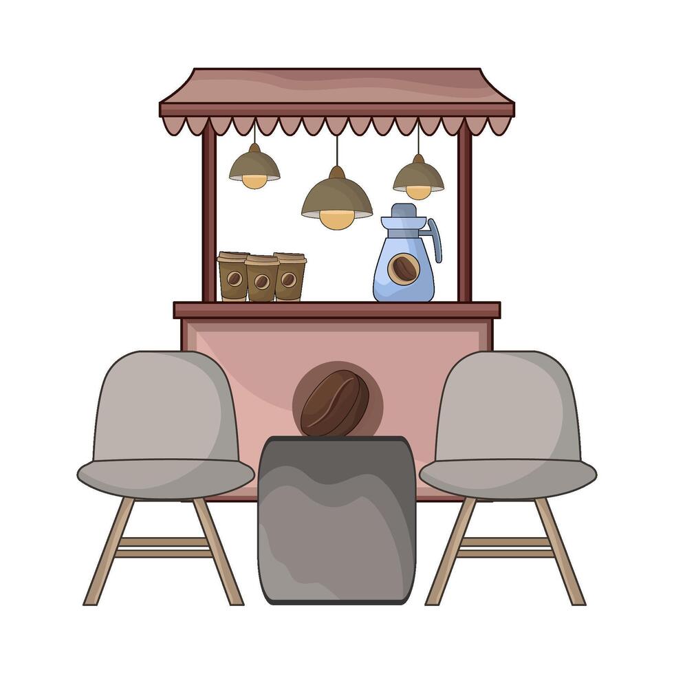 illustration of outdoor cafe coffee stall vector