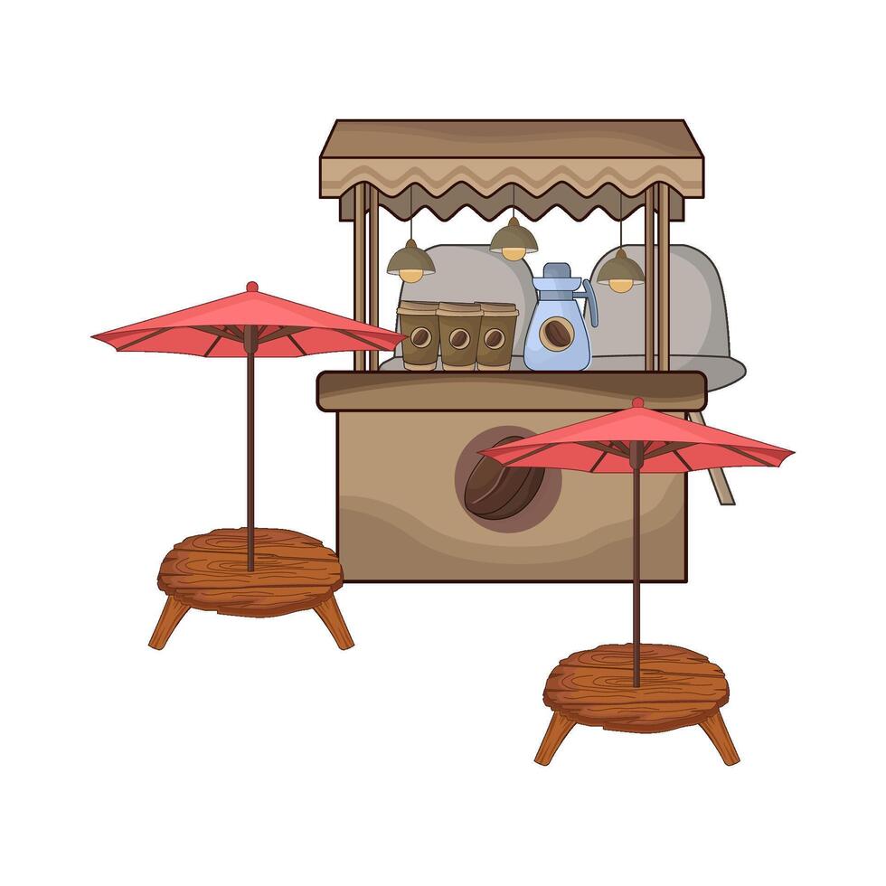 illustration of street cafe coffee stall vector