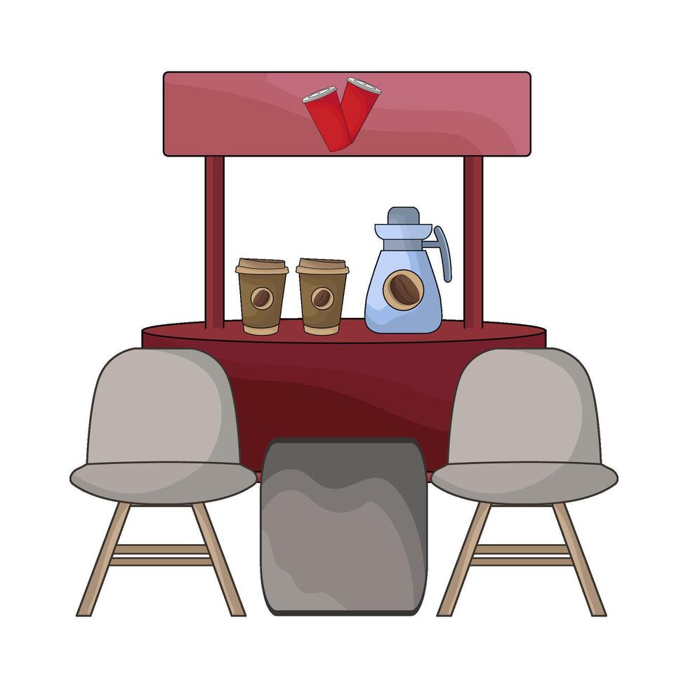 outdoor cafe coffee stall vector