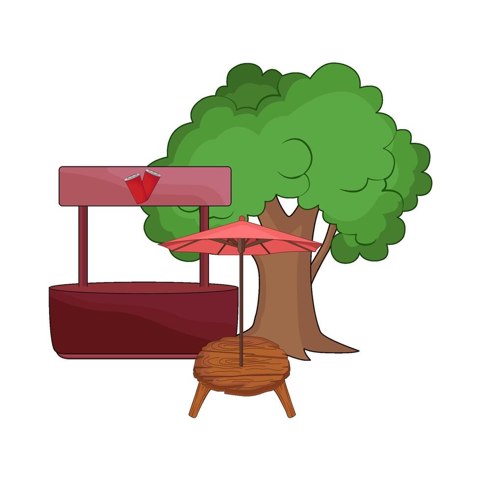outdoor drink stall illustration vector