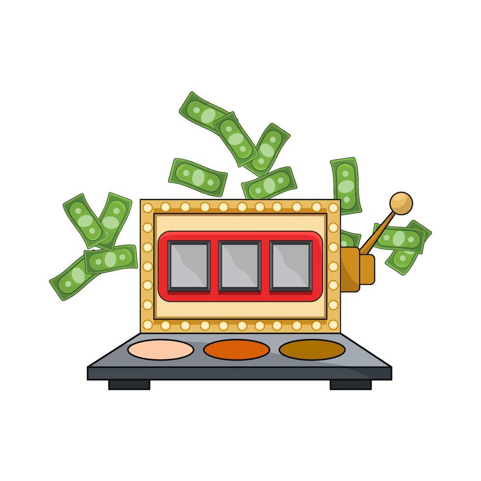 illustration of slot machine with money vector
