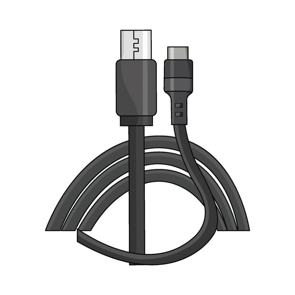 black usb cable illustration vector