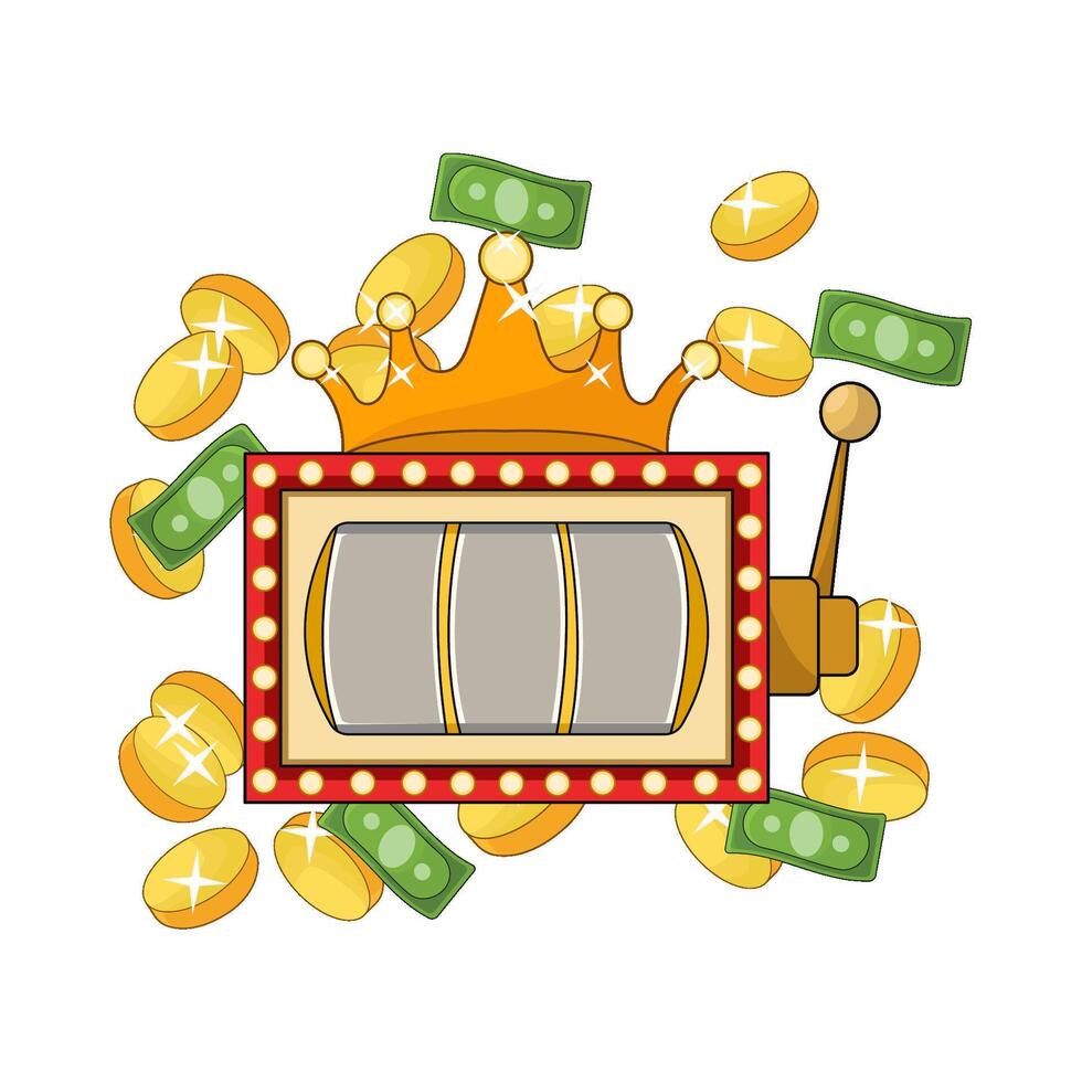 slot machine with money and coin illustration vector