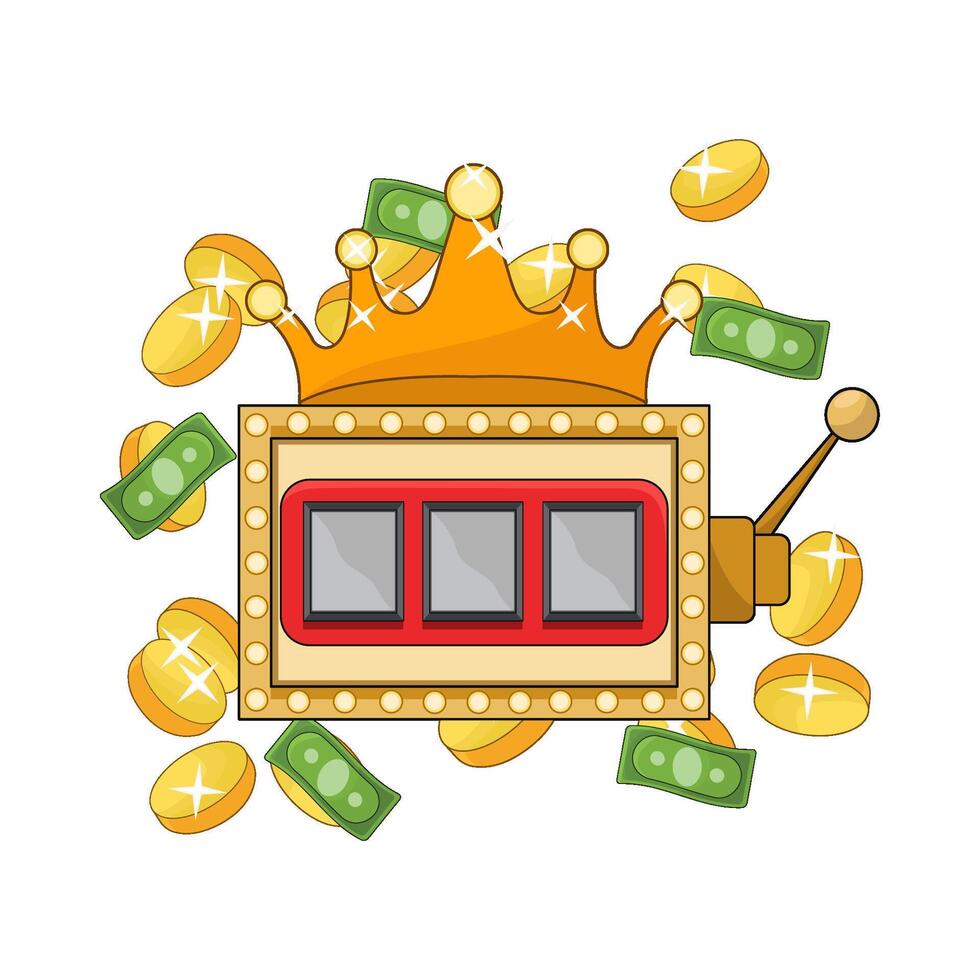 illustration of slot machine with money and coin vector