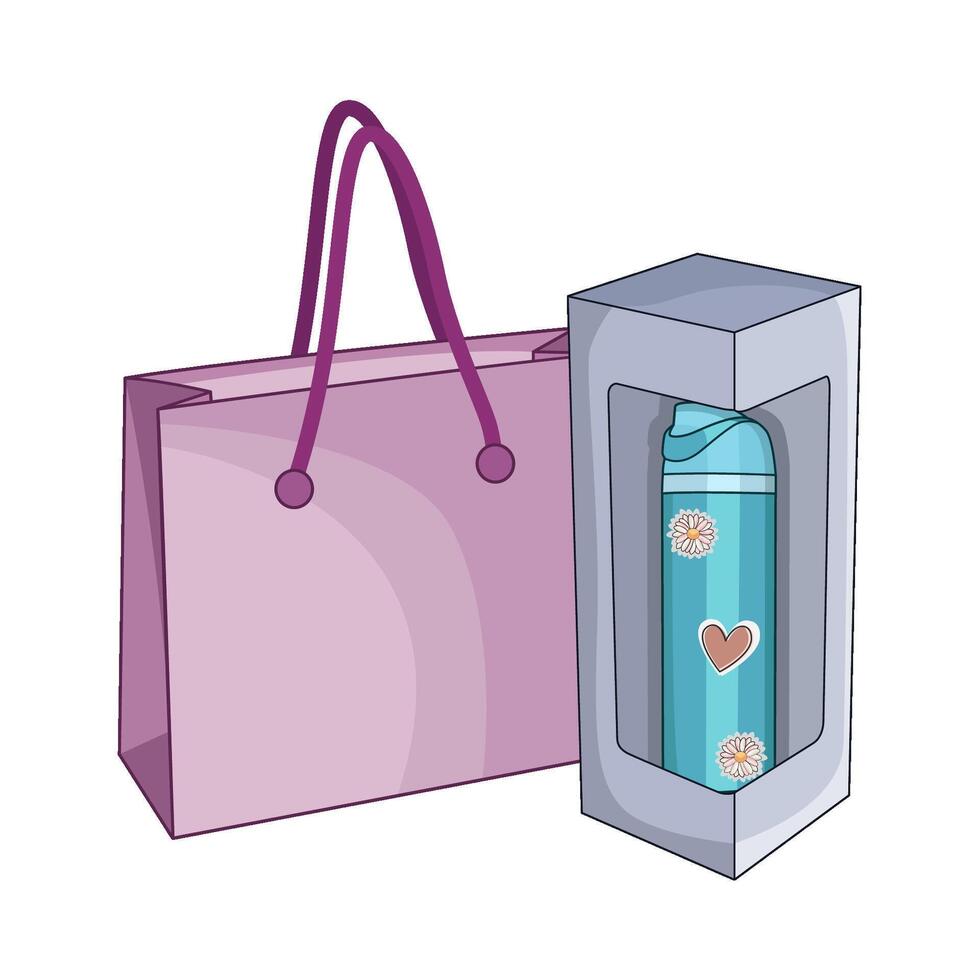 tumbler in box with shopping bag vector