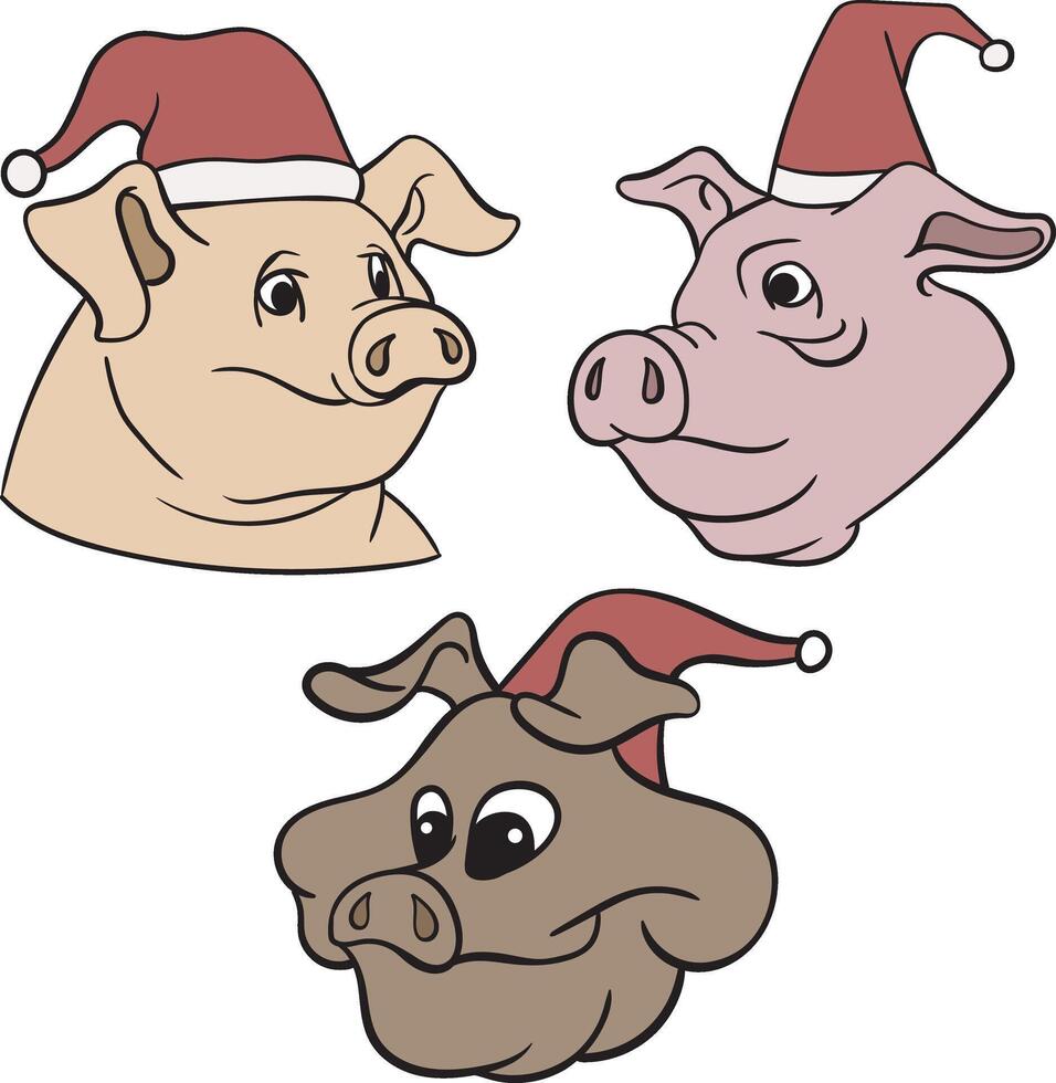 Pigs Christmas Template Illustration vector