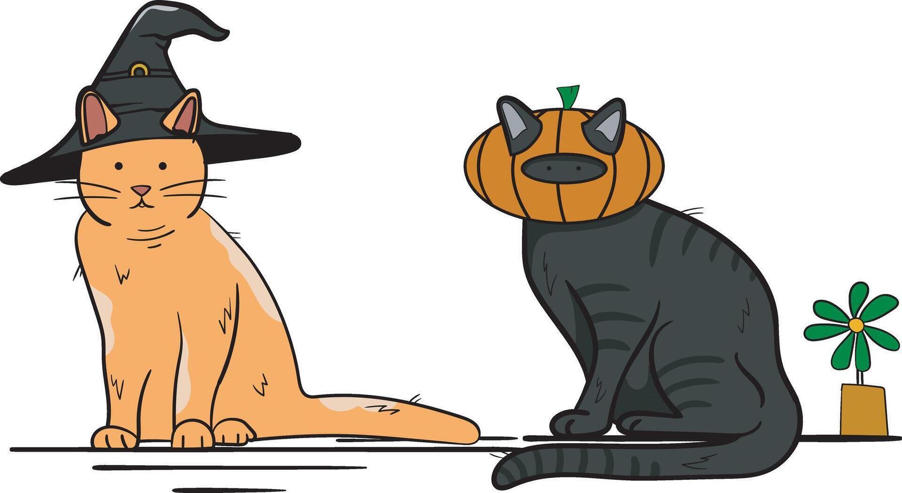 Two Cat Halloween vector