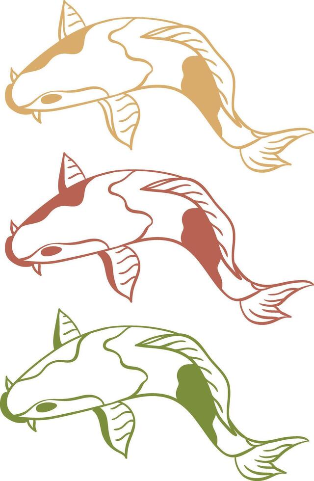 Three Set Fish Outline vector
