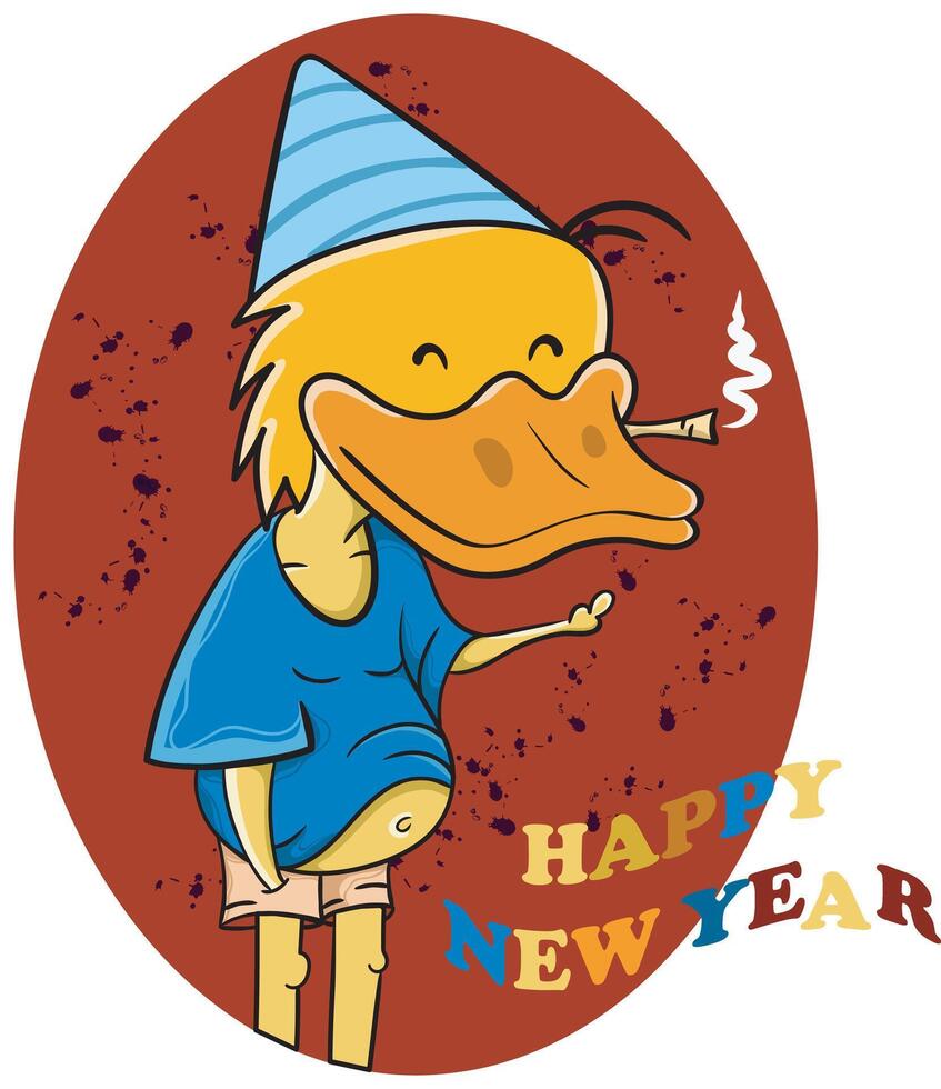 Duck Animation Celebrate the Newyear vector