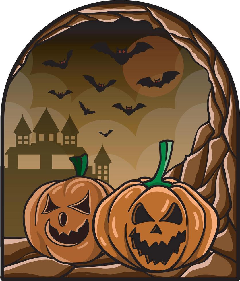 Halloween Two Pumpkins vector