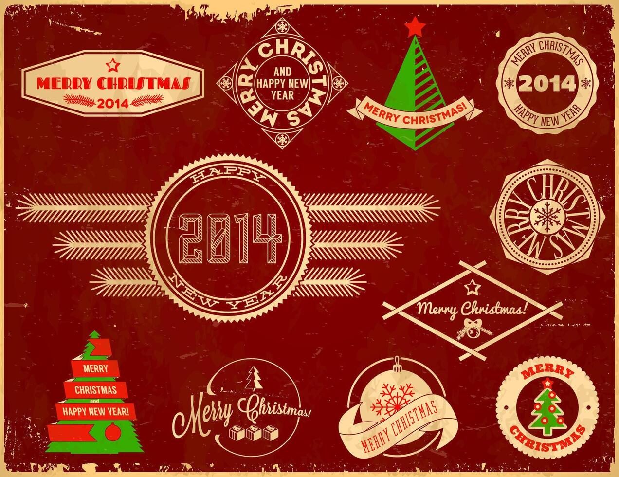 Set of Christmas vintage labels vector