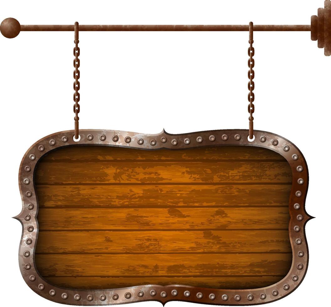 Wooden and metallic aged signboard vector