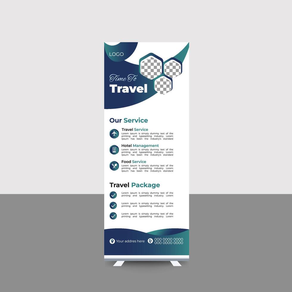 Travel and tourism rollup template vector