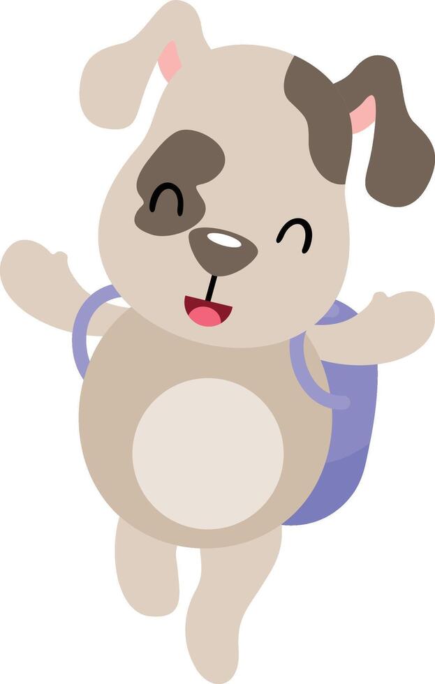 Happy puppy student with backpack on his back vector