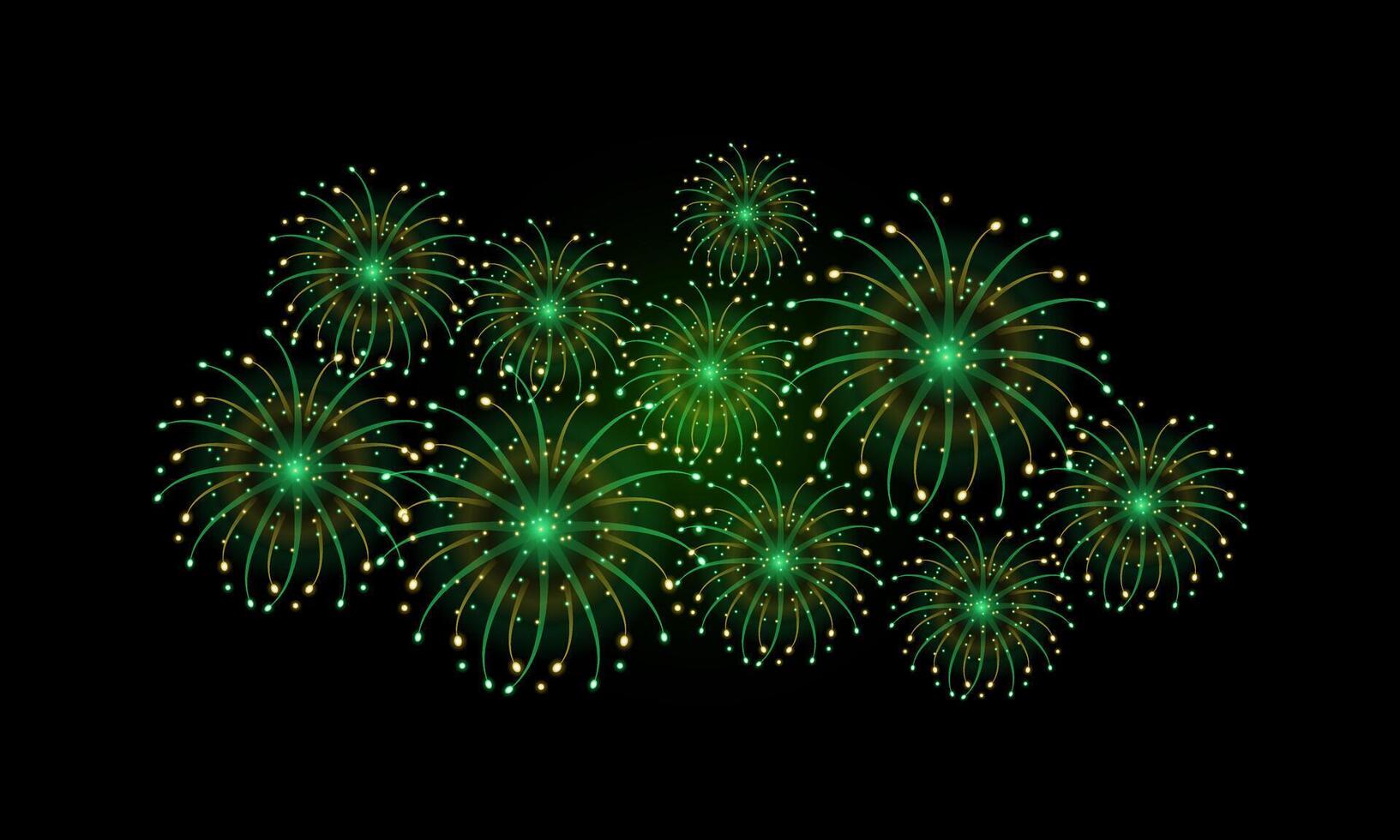 realistic golden green fireworks, yellow green fireworks for celebration background decoration, eighth option vector
