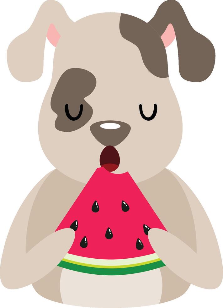 Cute puppy eating a slice of watermelon vector