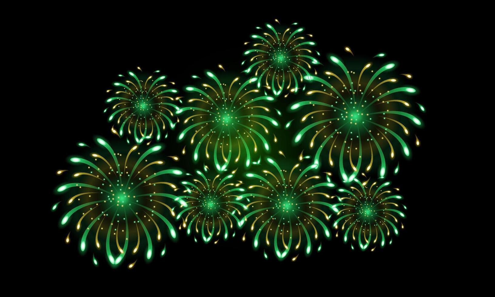 realistic golden green fireworks, yellow green fireworks for celebration background decoration, ninth option vector