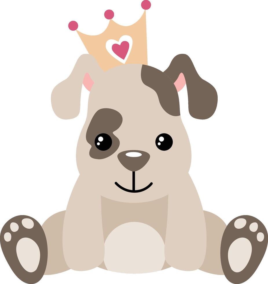 Cute king dog sitting with crown vector
