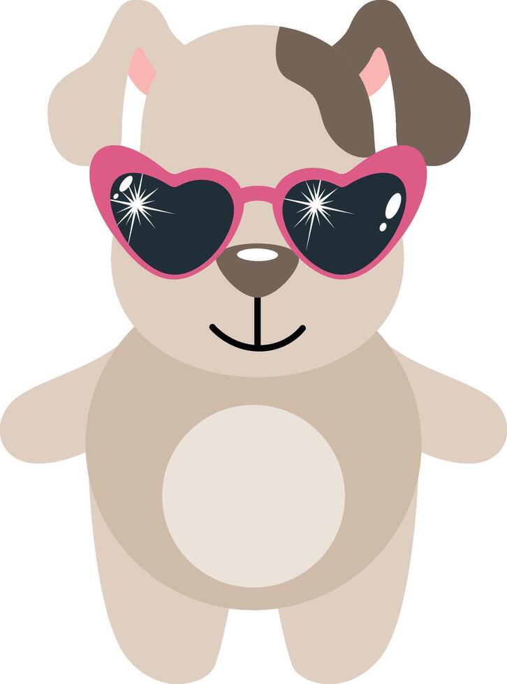 Cool super star dog with heart sunglasses vector