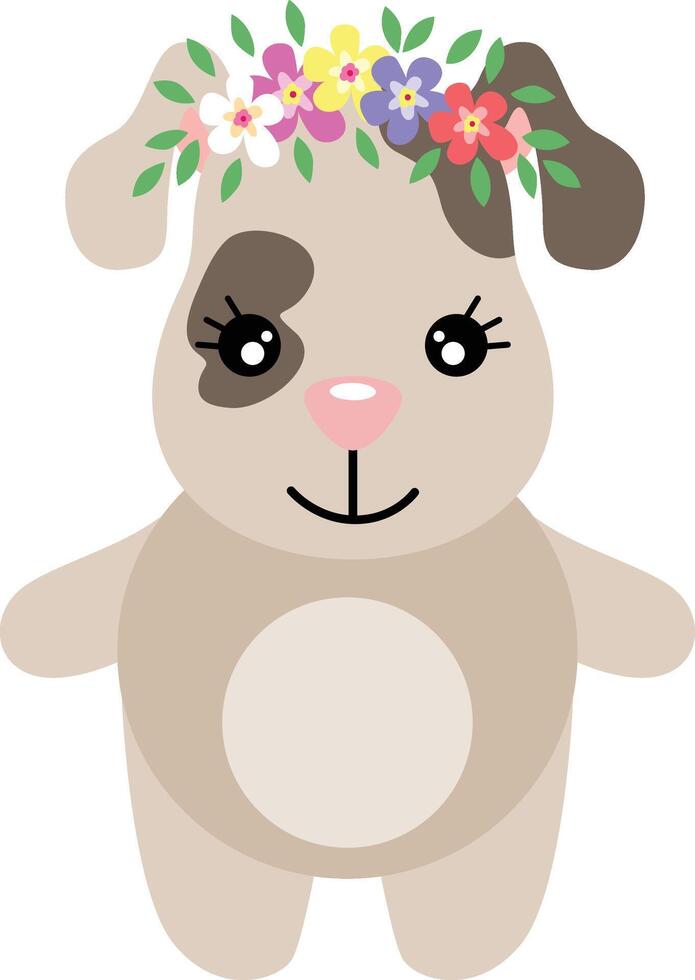 Adorable dog with wreath floral on head vector