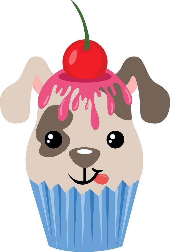 Cute puppy on top of a delicious cupcake vector