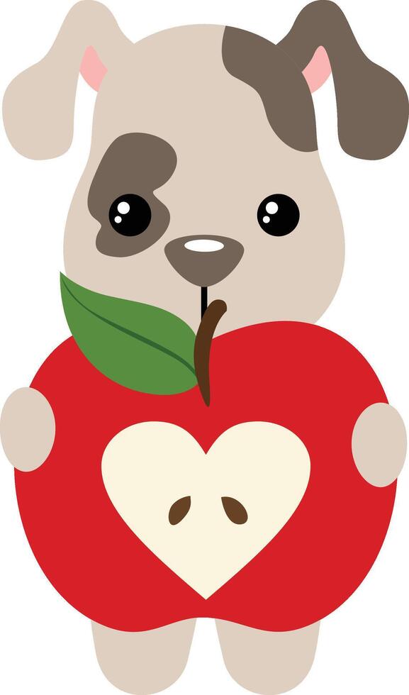 Back to school puppy holding an apple vector