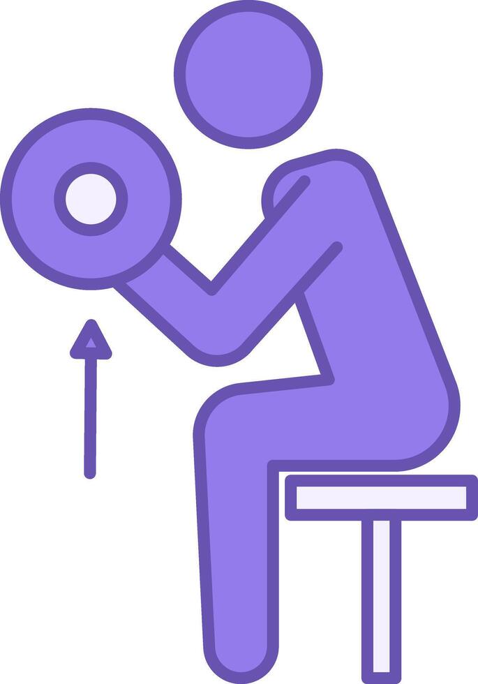 Weight Training Color Icon. Illustration. Man Sitting Lifting and Lowering Barbell. Training, Fitness, Strength Training. Sports Concept vector