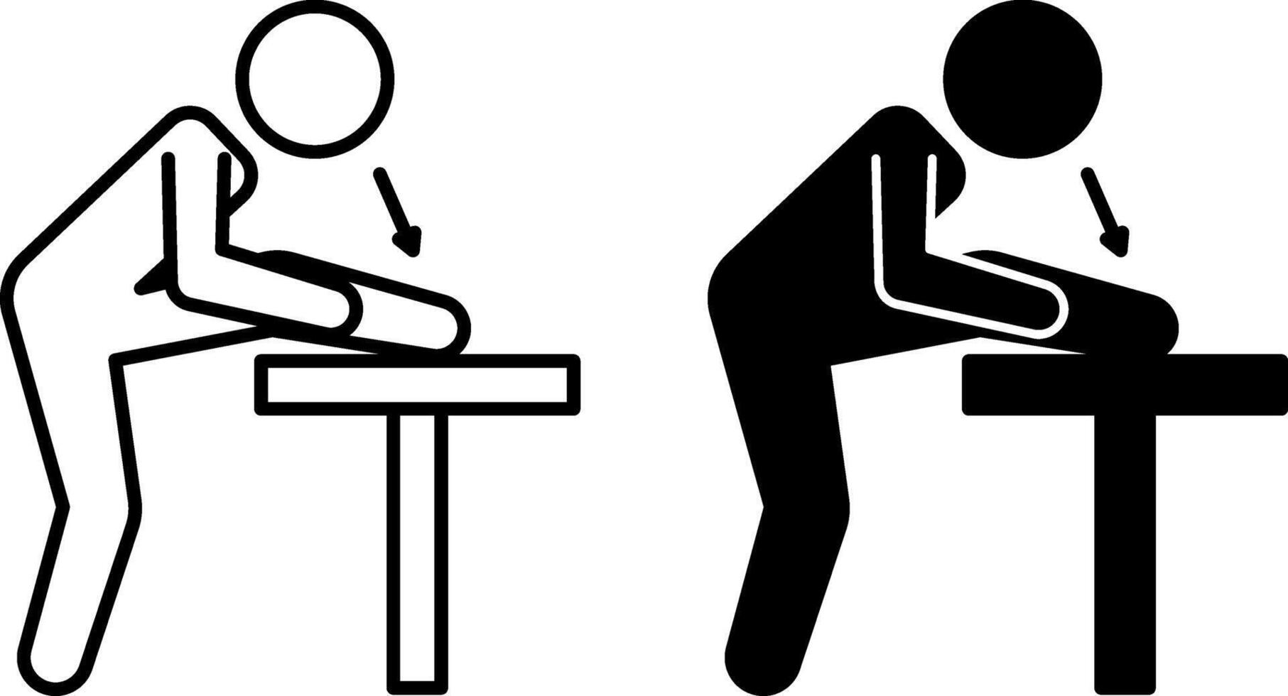 Warm Up Icons. Black and White Illustration. Man Doing Warm-up Exercises Before Workout. Leg Bend. Sports and Fitness Concept vector