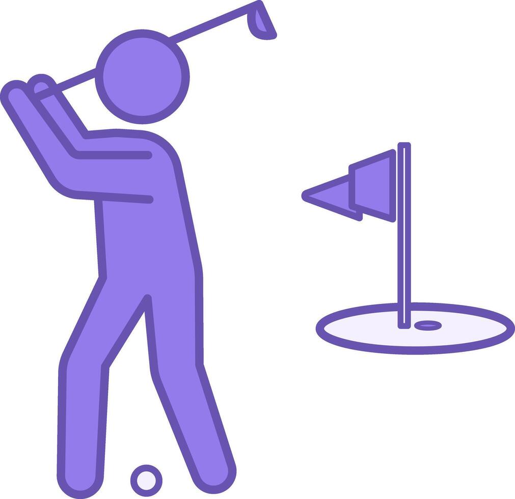Colored Golfer Icon. Illustration. Athlete Trying to Putt the Ball in the Hole. Man with Club and Golf Ball. Sports Concept vector