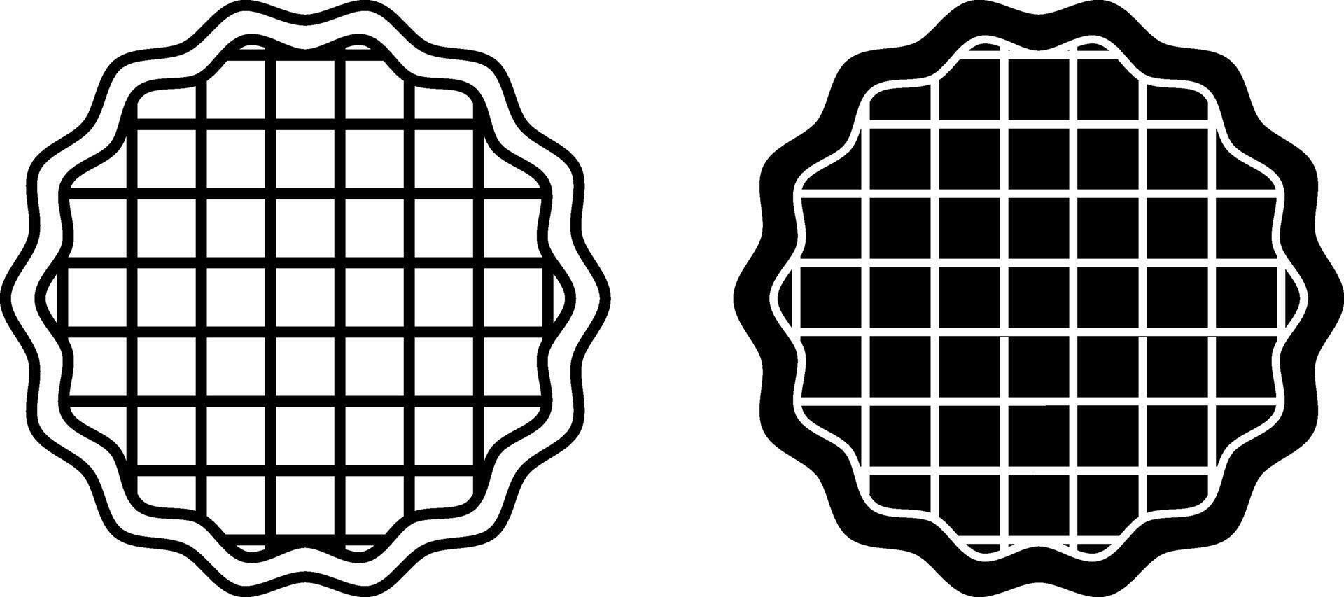 Waffle Icons. Black and White Illustrations.Thin Dry Cookie with Print on the Surface. Sweet Pastry, Dessert. Fast Food Concept vector