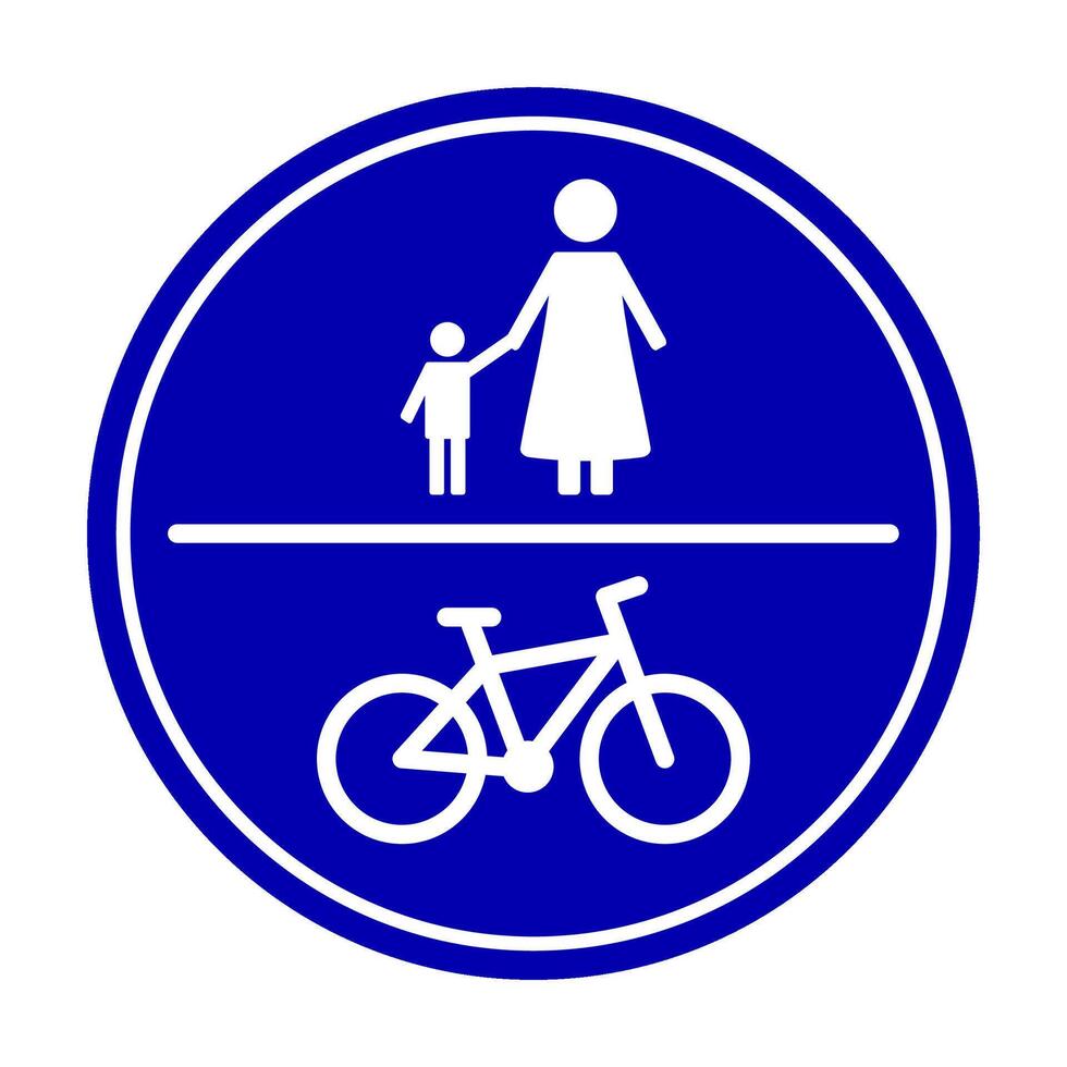 Sign allowed for bicycle and pedestrian, traffic symbol road, pathway access and permission, walking and cycling, route path outdoor, pedestrian lane vector