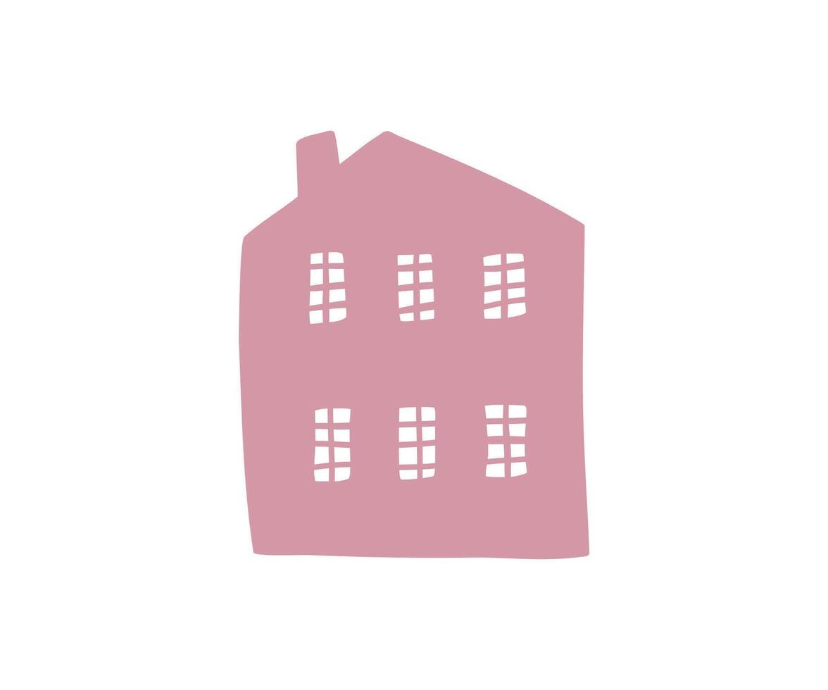 The silhouette of the house is drawn in a flat style. Hand drawn illustration. vector
