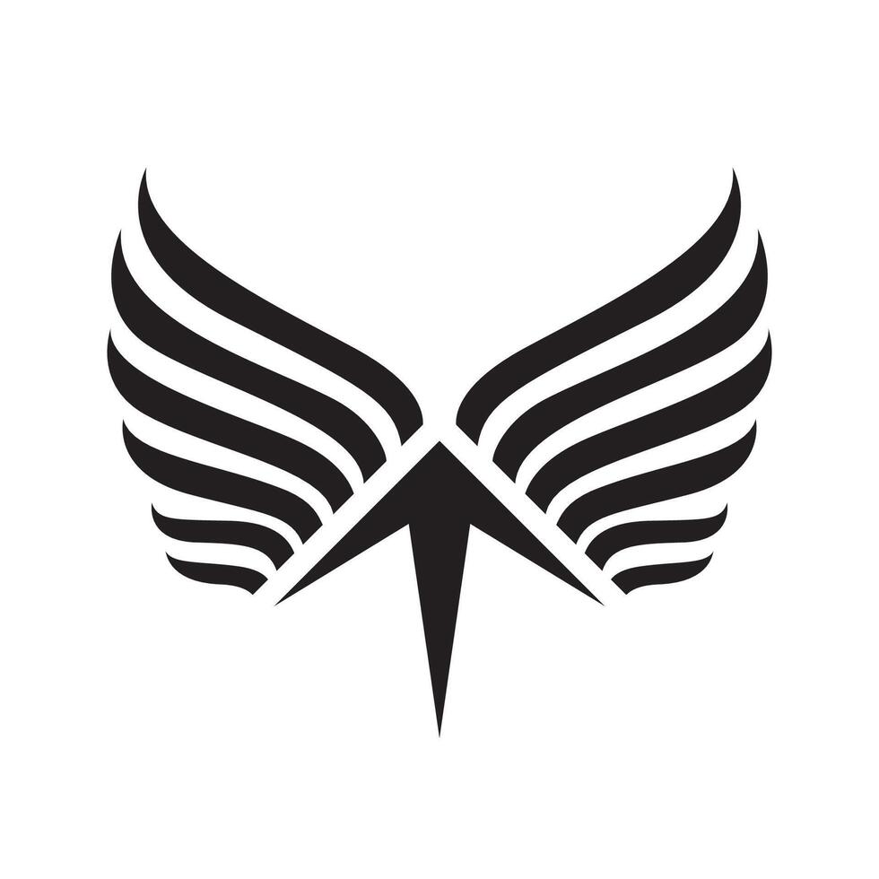 A black and white logo with wings vector