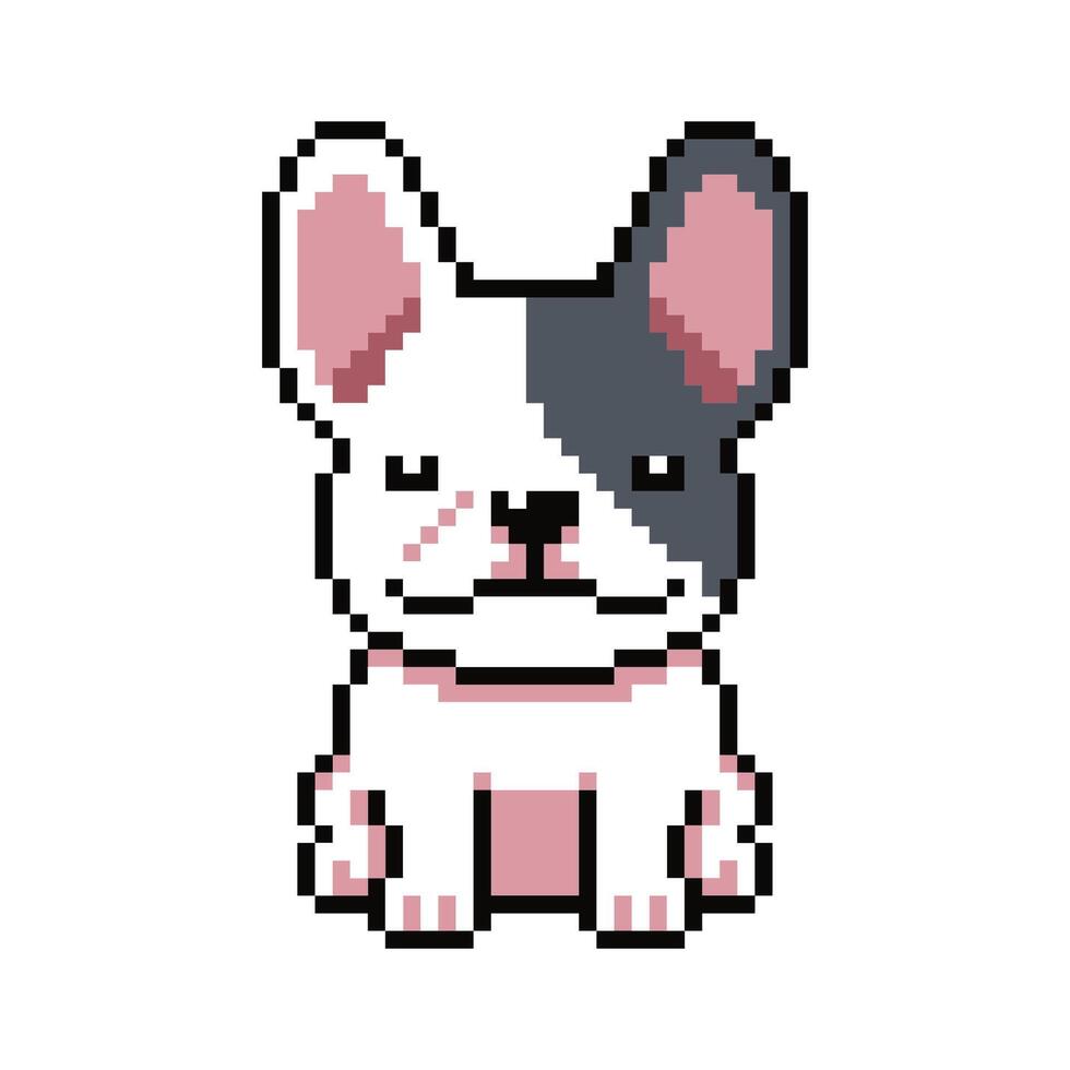 Pixel art french bulldog in retro style vector