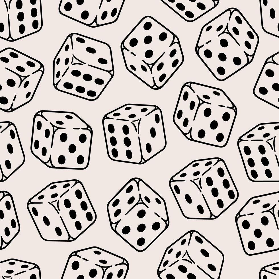 Seamless pattern with game dice. Hand drawn illustration in sketch style. vector