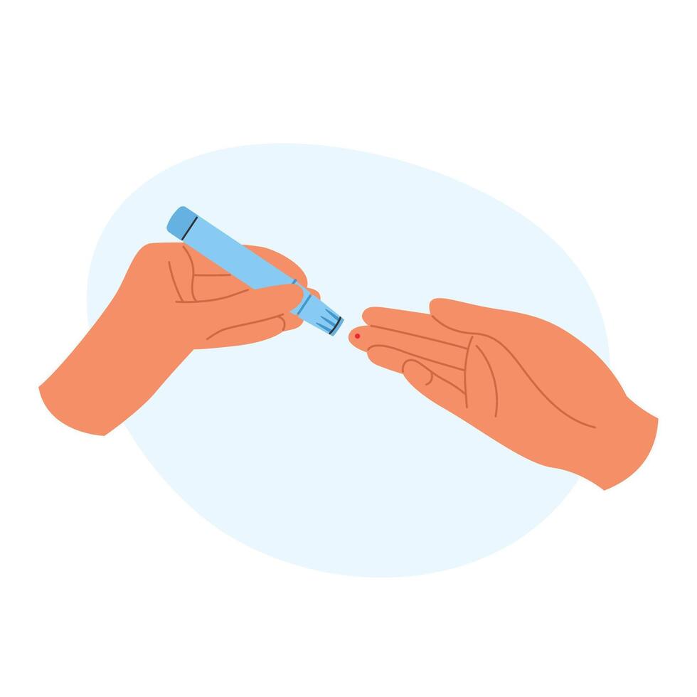 test process illustration. Home blood glucose monitoring or routine medical checks vector